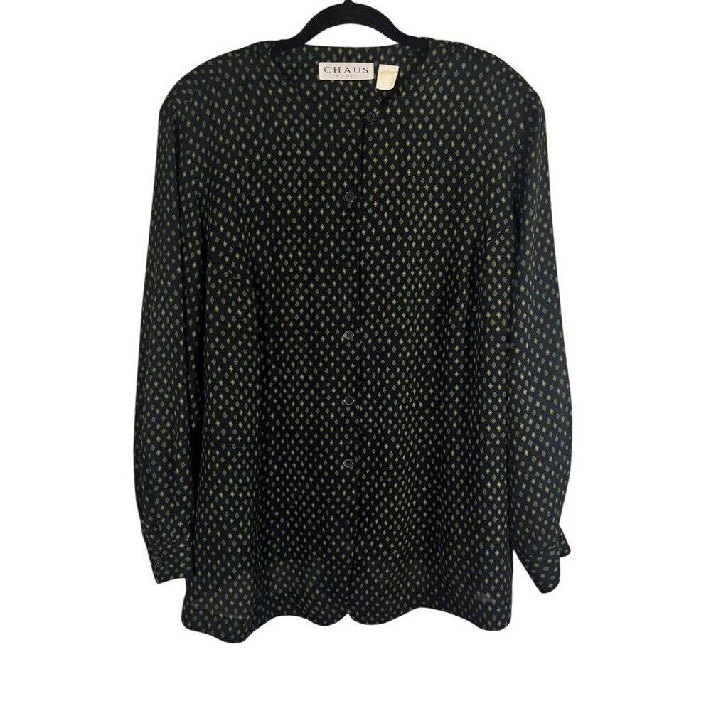 Retro Argyle Sheer Top Black 20 Diamond Classic Chic Preppy Old Money Boho Indie